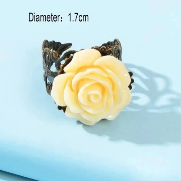 2 left!! Cream Flower Cuff Ring - Picture 3 of 3